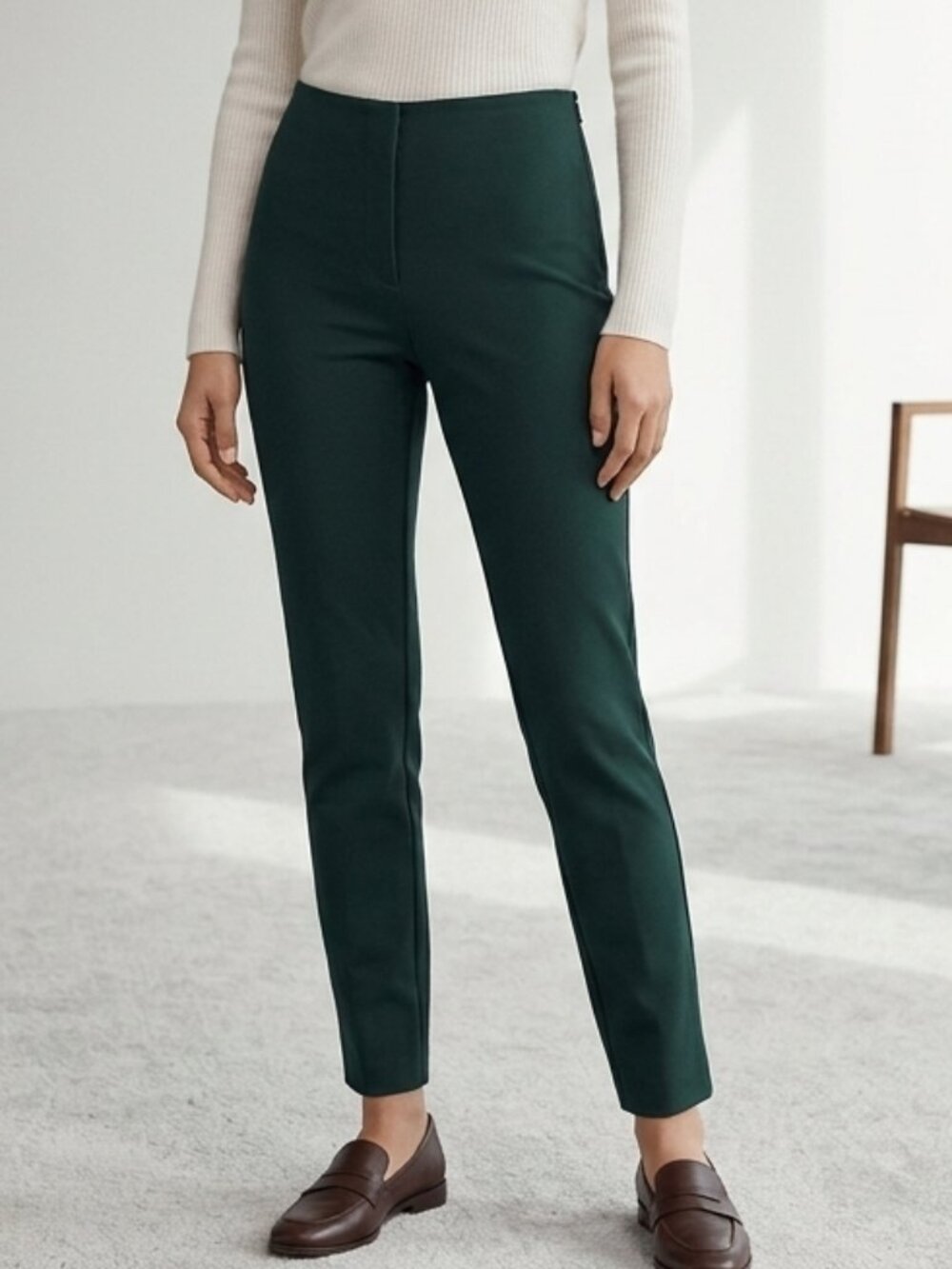 Aritzia Babaton Elliot Emerald Green Mid Rise Ankle Trouser Pant Size 6